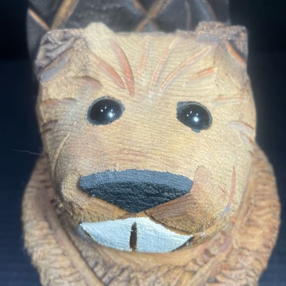 VINTAGE HANDCARVED WOODEN BEAVER FROM COLORADO Approx 10” 4lbs - Picture 13 of 16